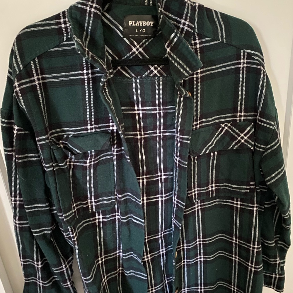 Green playboy plaid shirt